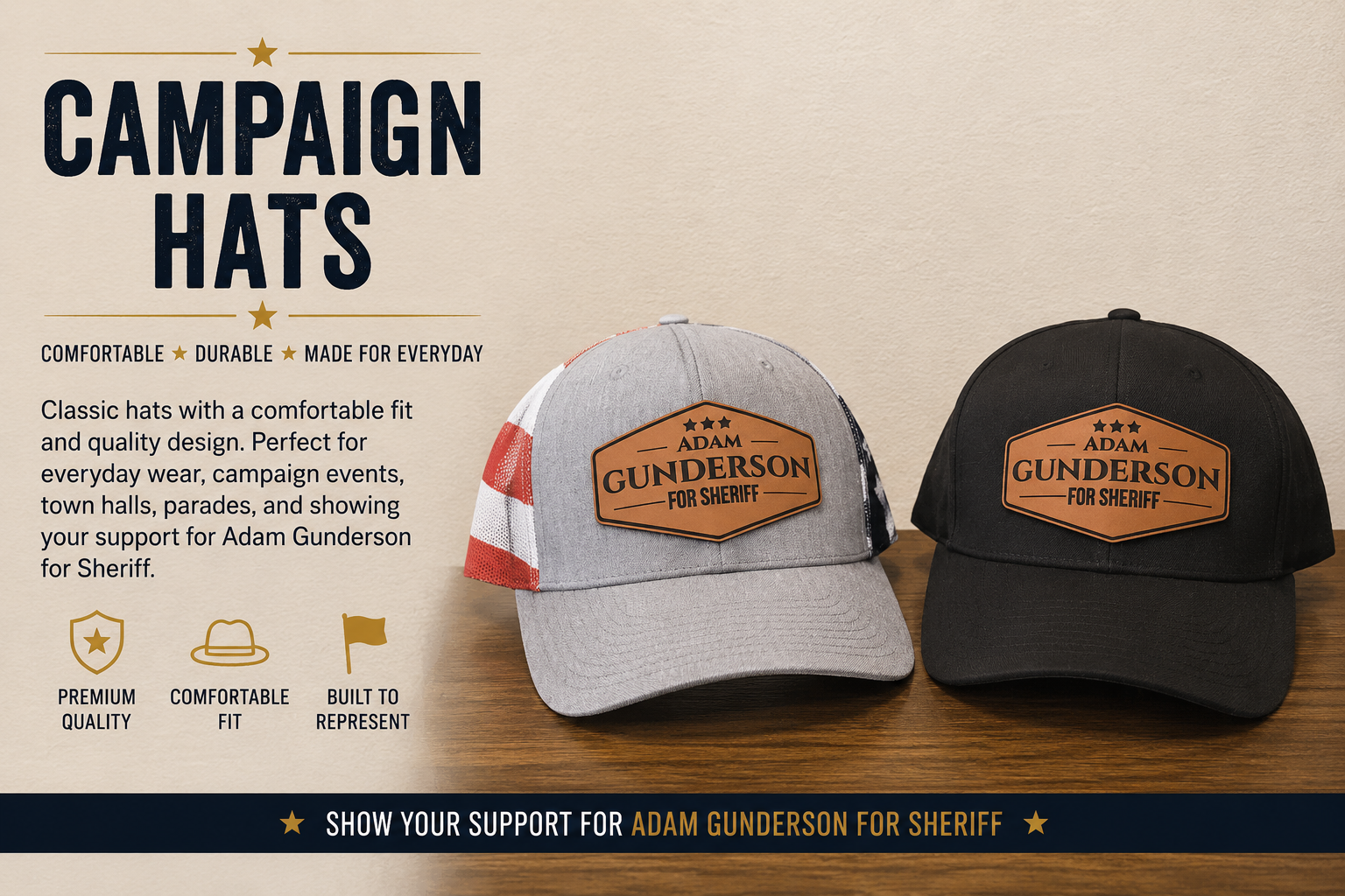 Adam Gunderson campaign trucker hats